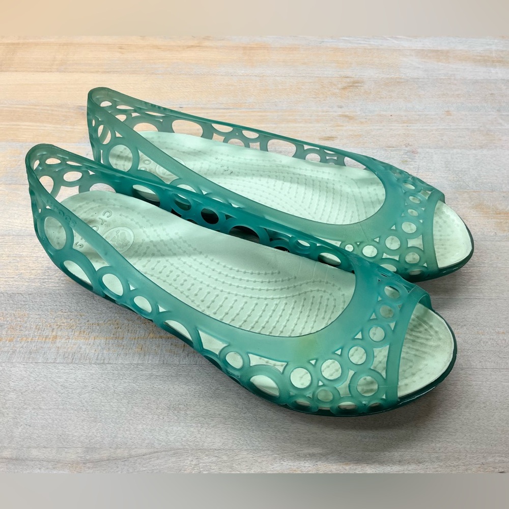 Crocs Isabella Jelly Flat Sandal Green Size 6